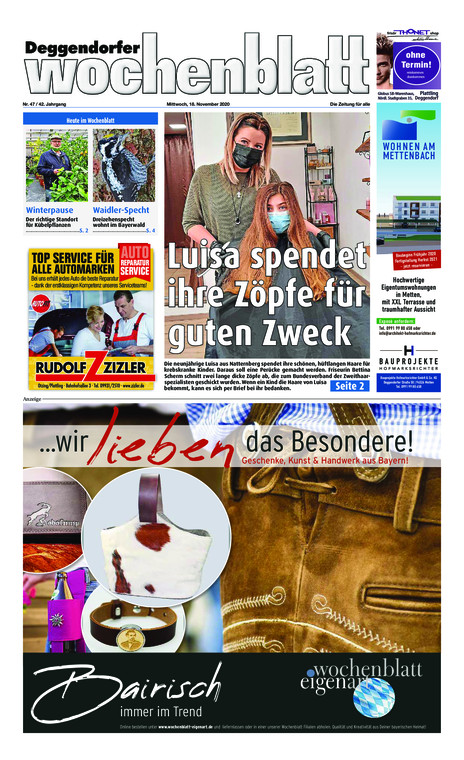 Deggendorfer Wochenblatt vom Mittwoch, 18.11.2020