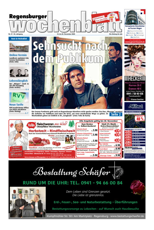 Regensburger Wochenblatt vom Mittwoch, 18.11.2020
