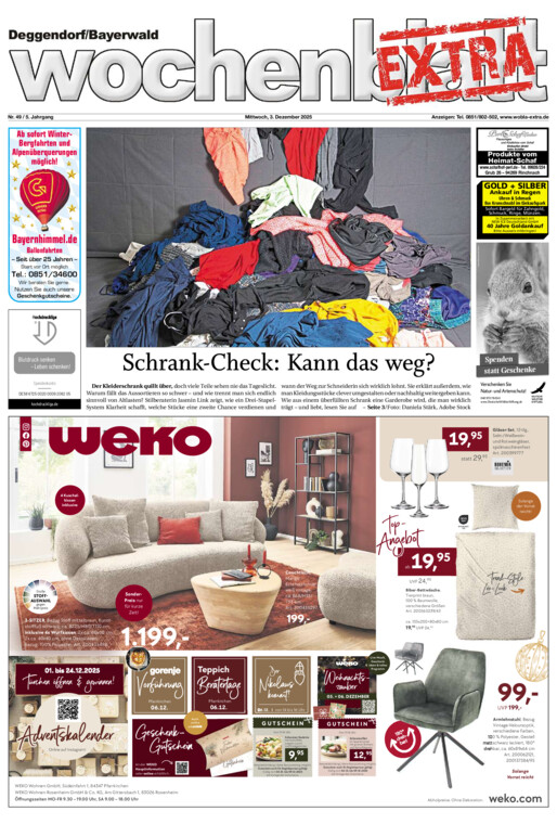 Deggendorf/Bayerwald Wochenblatt EXTRA vom Mittwoch, 03.12.2025