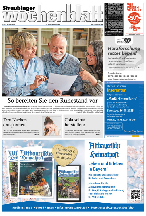 Straubinger Wochenblatt vom Samstag, 09.08.2025