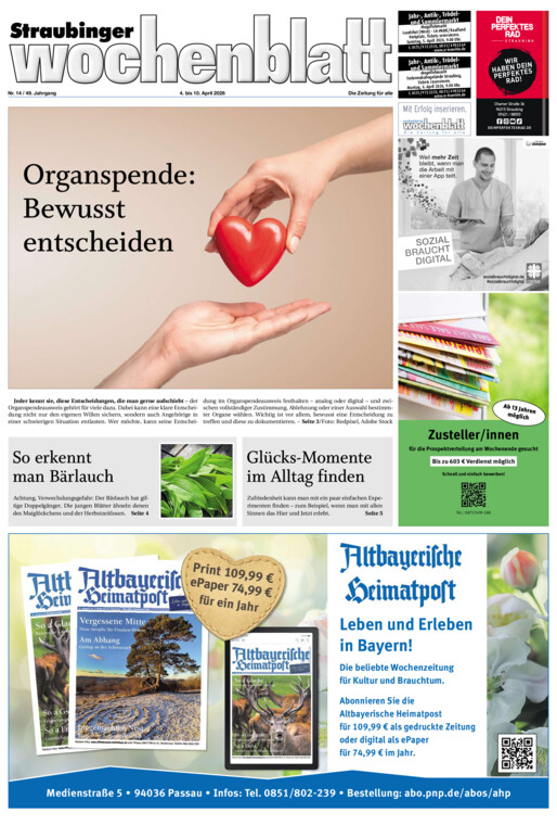 Straubinger Wochenblatt vom Samstag, 04.04.2026