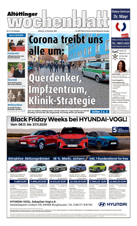 Altöttinger Wochenblatt vom Mittwoch, 18.11.2020