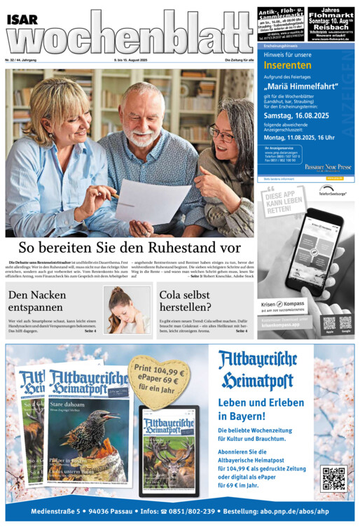 Isar Wochenblatt vom Samstag, 09.08.2025