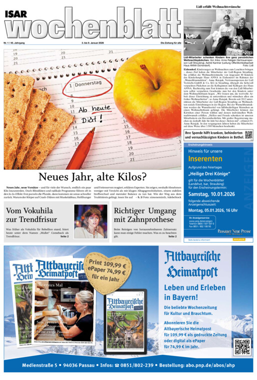 Isar Wochenblatt vom Samstag, 03.01.2026