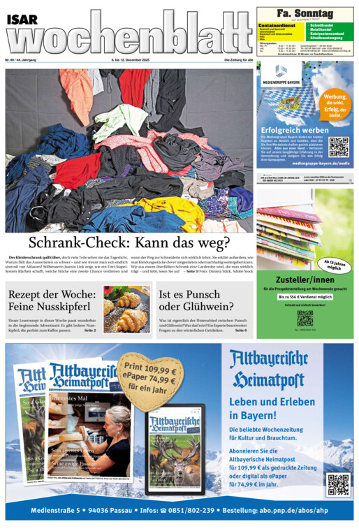 Isar Wochenblatt vom Samstag, 06.12.2025