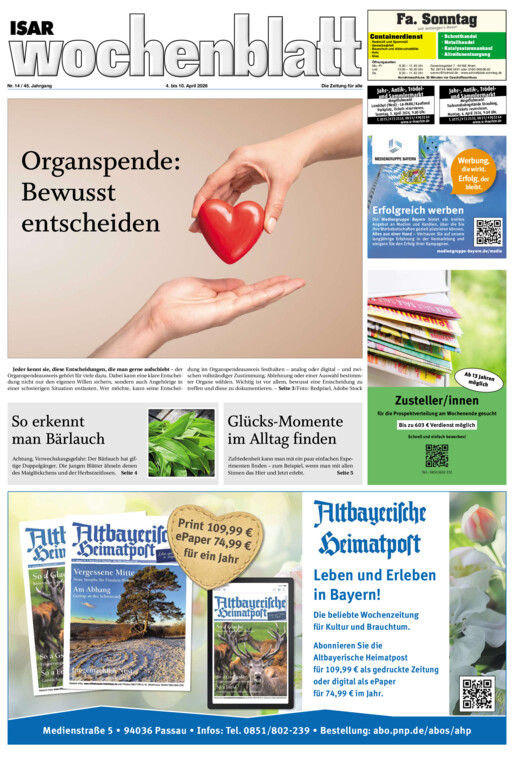 Isar Wochenblatt vom Samstag, 04.04.2026