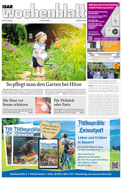 Isar Wochenblatt vom Samstag, 19.07.2025