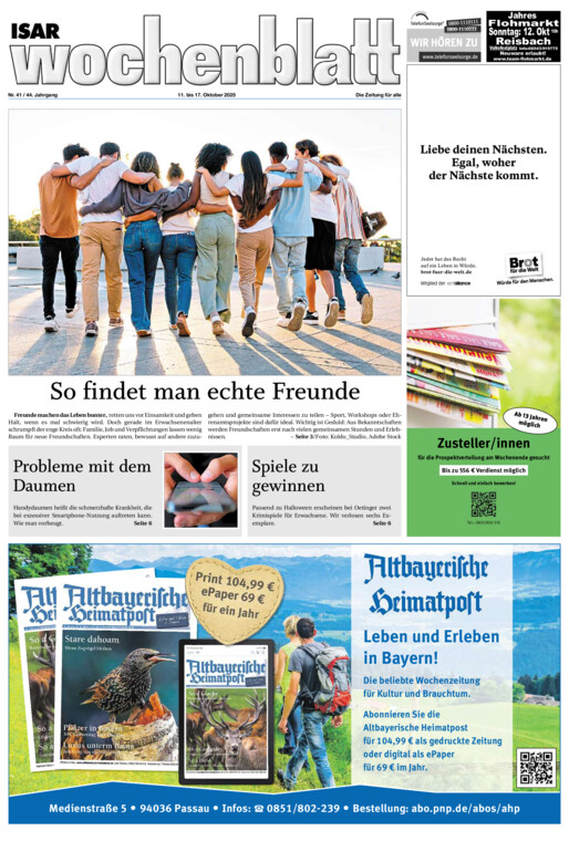 Isar Wochenblatt vom Samstag, 11.10.2025