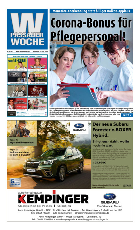 Passauer Woche vom Mittwoch, 29.07.2020
